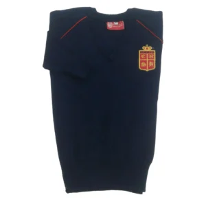 Pullover escote V azul con vivo